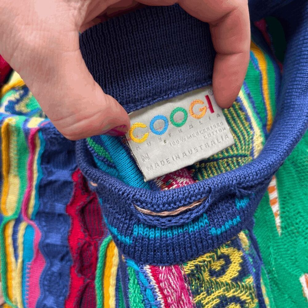 VTG Coogi Mercerised Cotton 3D Knit Sweater M Australia Multicolor - Picture 2 of 16